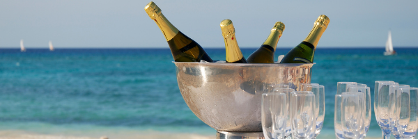 champagne on the beach